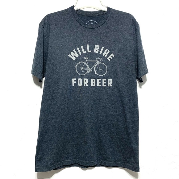 Magic Pine Will Ride for Beer Shirt Short Sleeve Graphic Tee Shirt Gray Sz Large - Picture 1 of 5